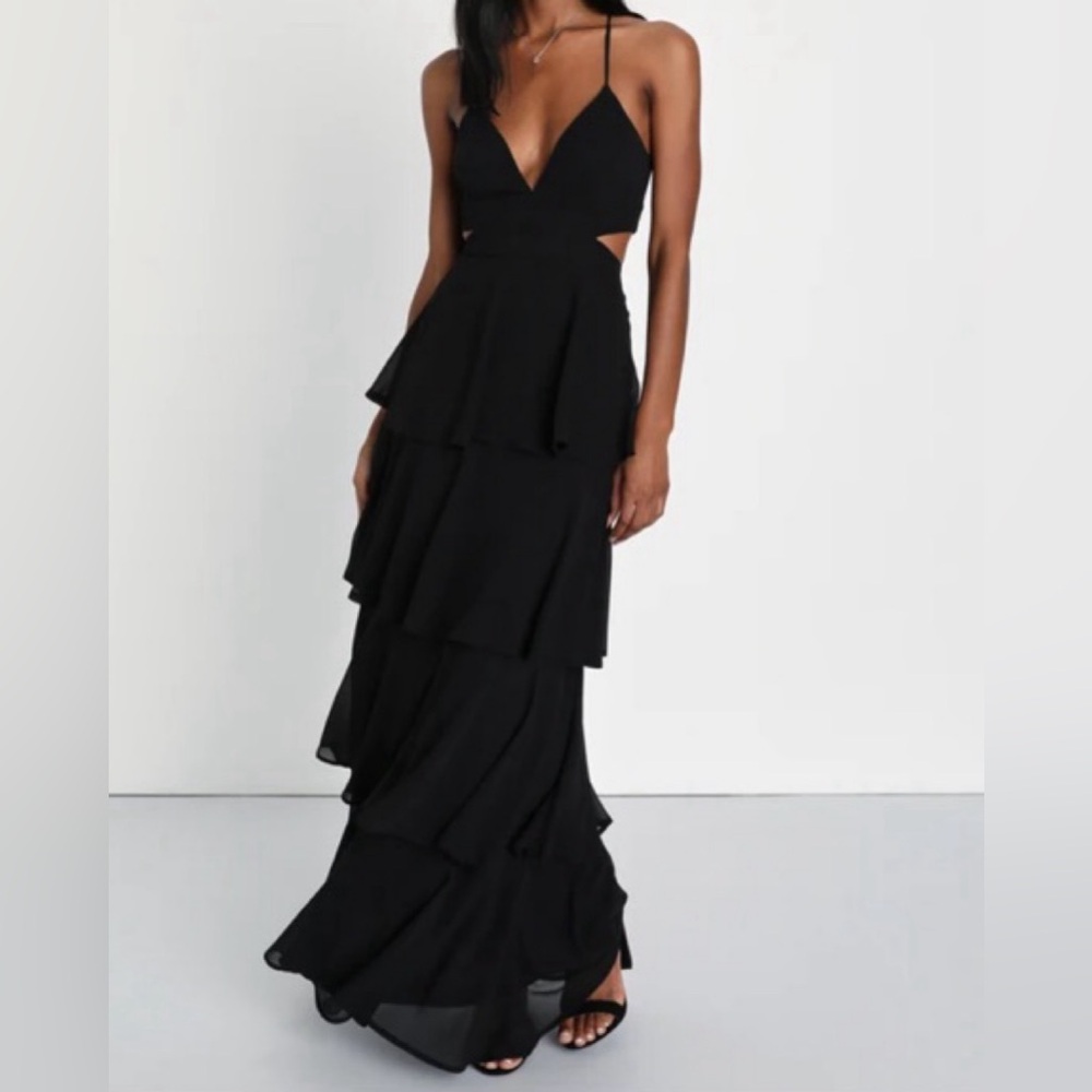 Lulus Tie-Back Tiered Maxi Dress